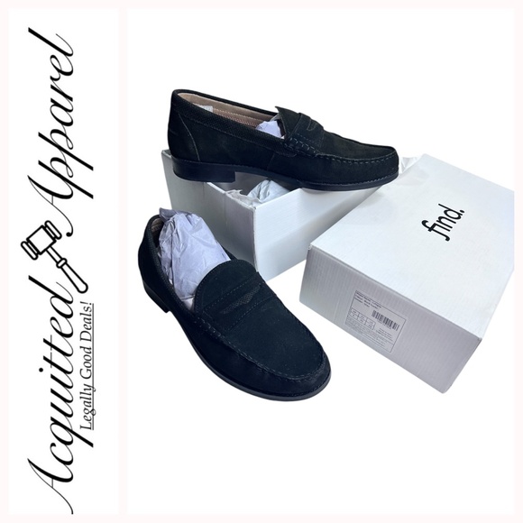 Find Mens Cologne Penny Loafers Black Suede Leather Slip-Ons Shoes Size 10 NIB - Picture 1 of 9